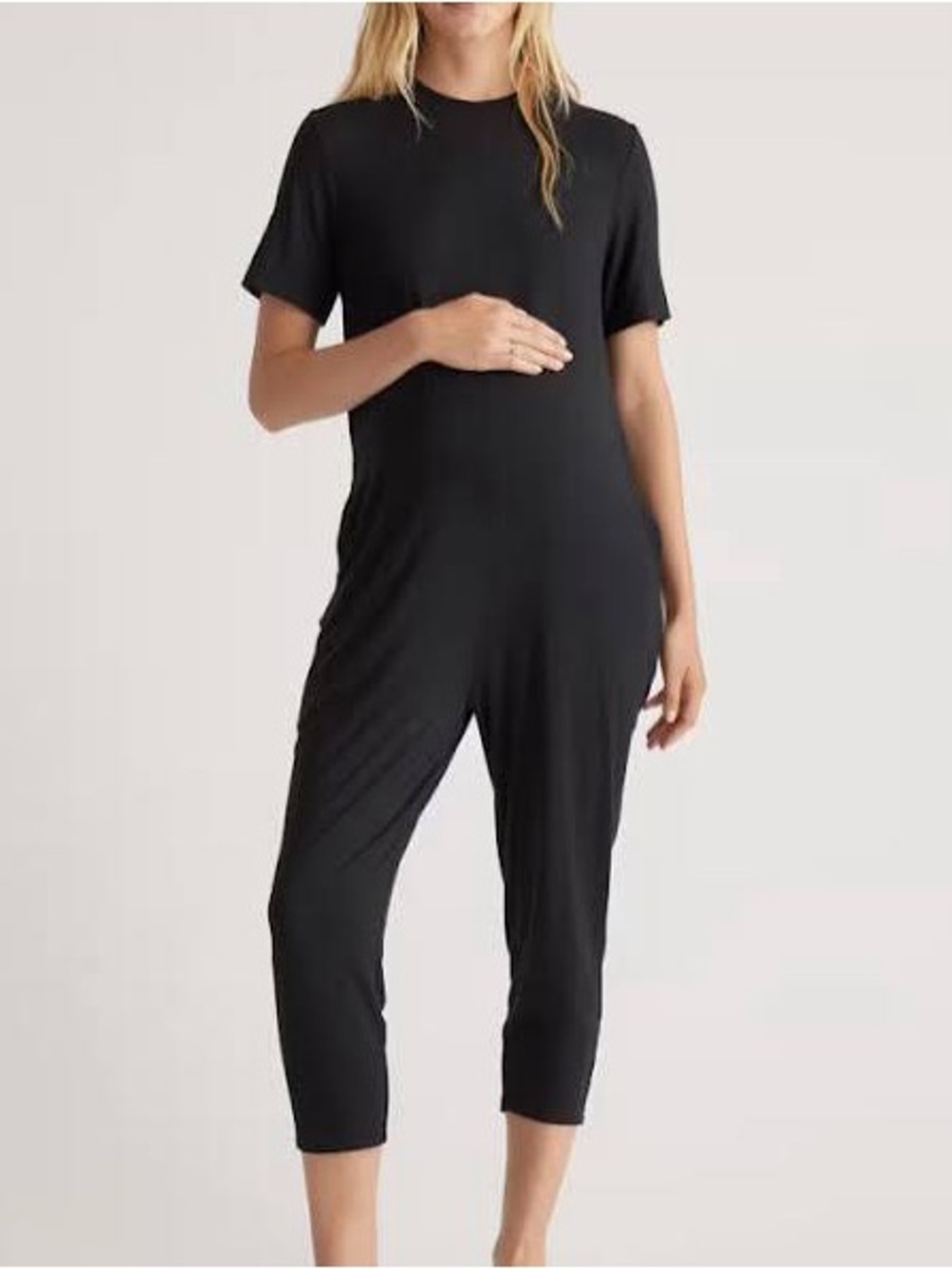 NWOT Quince Bamboo Jersey Maternity Everyday Jumpsuit Black Size Large